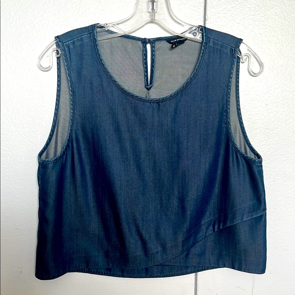 Club Monaco Sleeveless Chambray Denim Top Size M